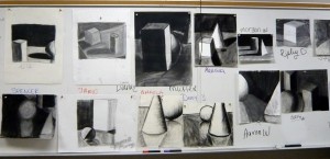 Examples of student drawings in black and white.